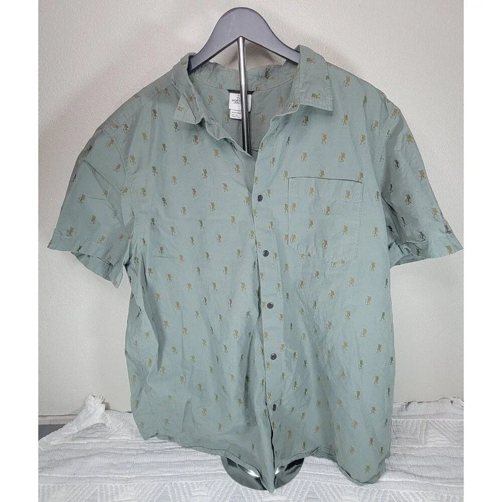 The North Face Men’s XXL Embroidered Hiker Button Up Shirt Sage Green Cotton‎